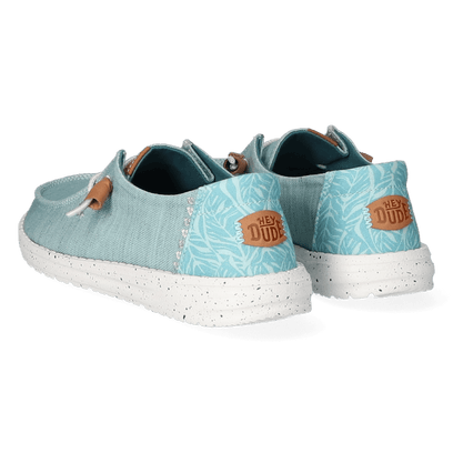 Wendy Heathered Slub Tropical Dames Instappers Blue