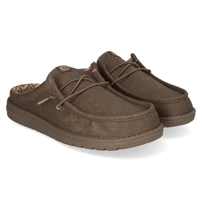 Wally Slip Canvas Heren Instappers Walnut