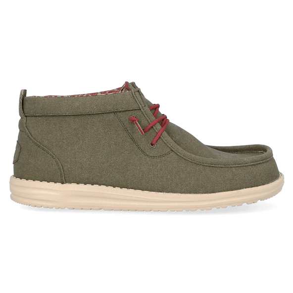 Wally Mid Waxed Canvas Heren Instappers Olive Wally Mid Waxed Canvas Heren Instappers Olive