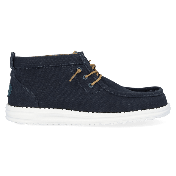 Wally Mid Waxed Canvas Heren Instappers Navy Wally Mid Waxed Canvas Heren Instappers Navy