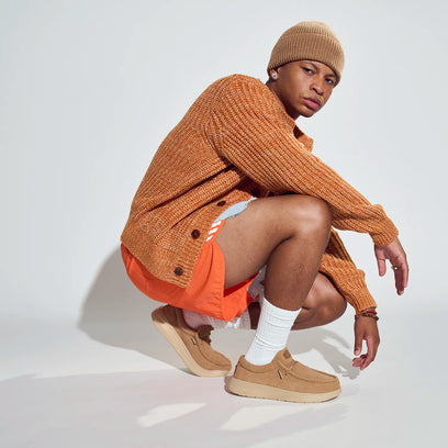 HEYDUDE Wally Comf Suede Heren Instappers Tobacco Brown/Irish Cream