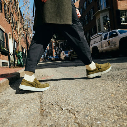 HEYDUDE Wally Comf Suede Heren Instappers Dark Olive/Stone Grey