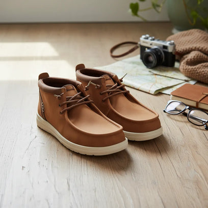 HEYDUDE Wally Mid GripR Classic Heren Instappers Cognac/Tan