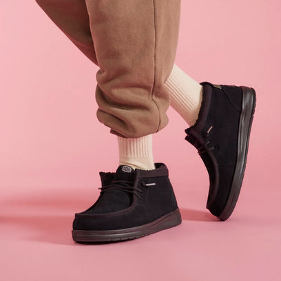 HEYDUDE Wally Mid GripR Warmth Heren Instappers Suede Black/Black