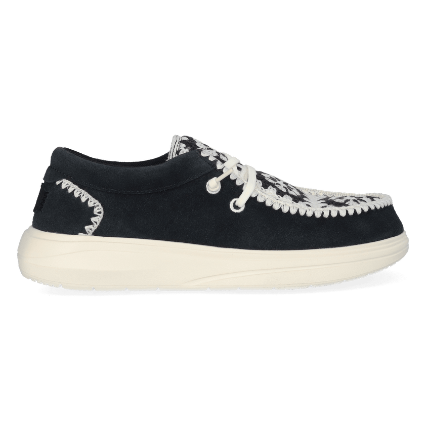 Wendy Comf Suede Crochet Dames Instappers Black/Multi