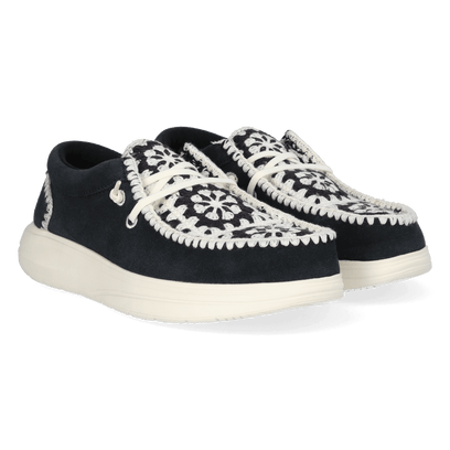 Wendy Comf Suede Crochet Dames Instappers Black/Multi