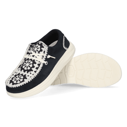 Wendy Comf Suede Crochet Dames Instappers Black/Multi