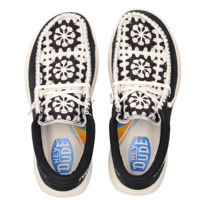 Wendy Comf Suede Crochet Dames Instappers Black/Multi