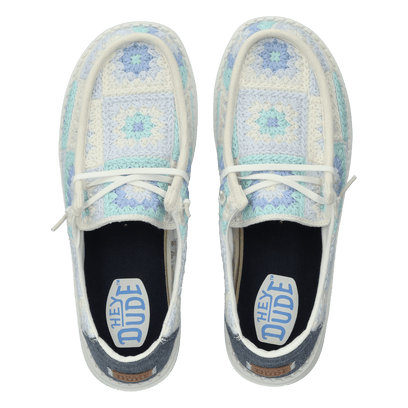 Wendy Cottage Crochet Dames Instappers Bay Blue/Multi