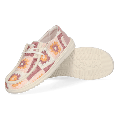Wendy Cottage Crochet Dames Instappers Petal Pink/Multi