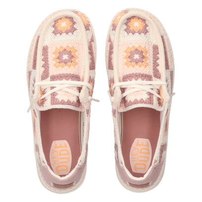 Wendy Cottage Crochet Dames Instappers Petal Pink/Multi