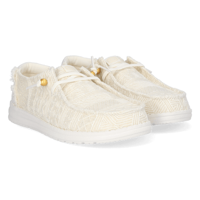 Wendy Crochet Lace Dames Instappers White/Gold