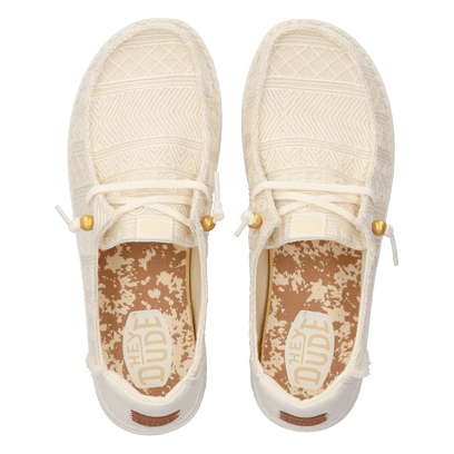 Wendy Crochet Lace Dames Instappers White/Gold