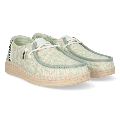 Wendy Espadrille Retro Palm Dames Instappers Celadon Green/White