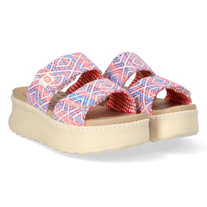 Delray Slide Surf Baja Dames Slippers Blue/Pink Multi