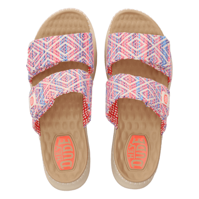 Delray Slide Surf Baja Dames Slippers Blue/Pink Multi