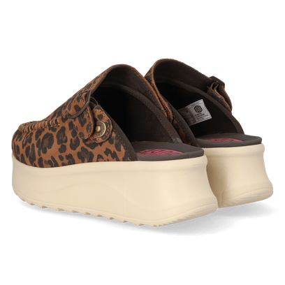 Delray Clog Suede Dames Instappers Brown Leopard