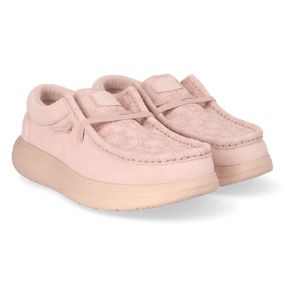 Wendy Comf Suede Lace Print Dames Instappers Rose Dust