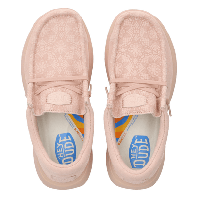 Wendy Comf Suede Lace Print Dames Instappers Rose Dust