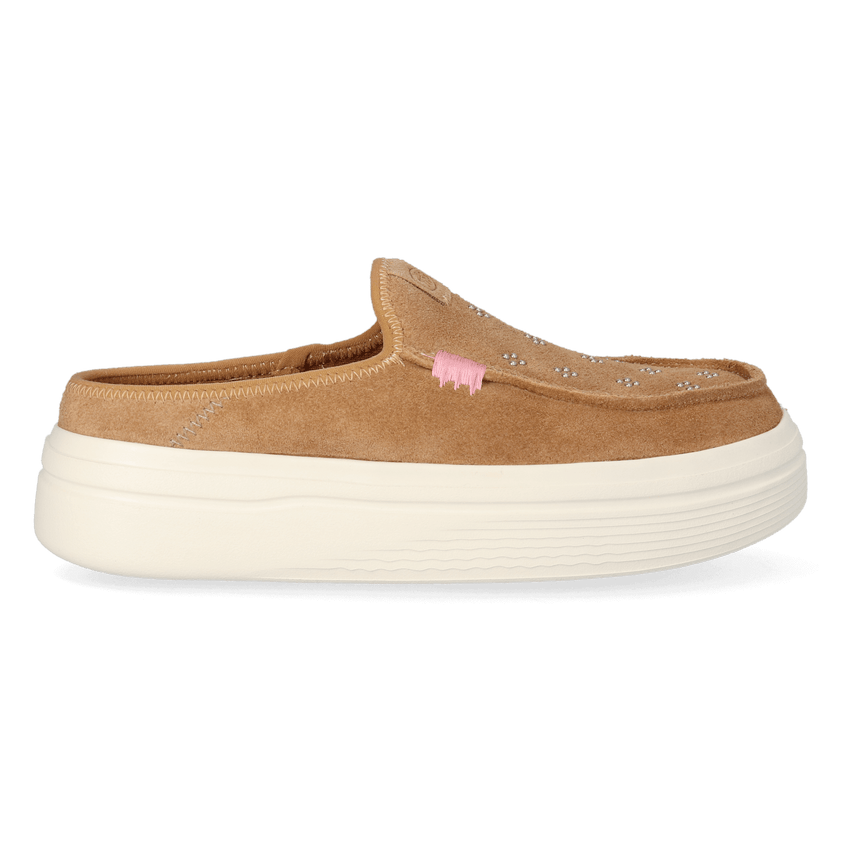 Austin Lift Suede Stud Dames Instappers Cognac