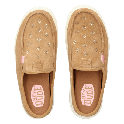 Austin Lift Suede Stud Dames Instappers Cognac