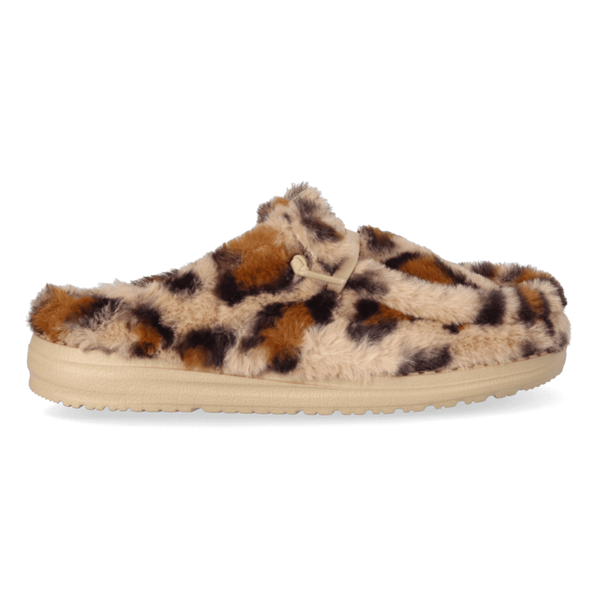 Wendy Slipper Leo Fur Dames Pantoffels Tan/Multi