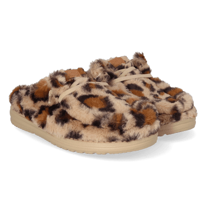 Wendy Slipper Leo Fur Dames Pantoffels Tan/Multi
