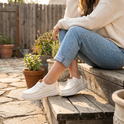 Wendy Rise Chambray Grid Dames Instappers Snow White