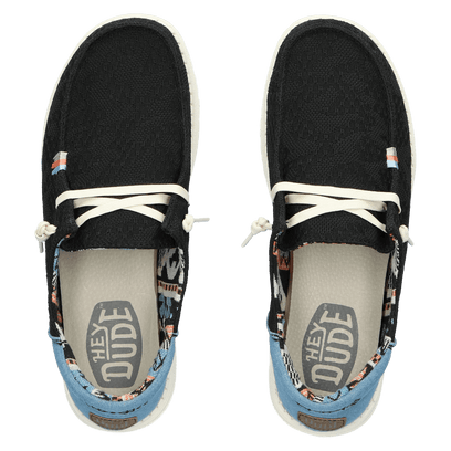 Wendy Boho Dames Instappers Black Crochet