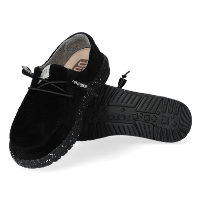 Wendy Wave Corduroy Dames Instappers Black