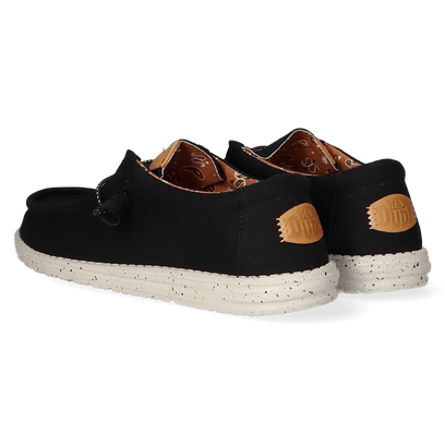 Wally Washed Canvas Heren Instapper Black