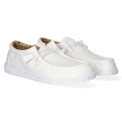 Wally Washed Canvas Heren Instapper White