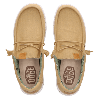 Wally Washed Canvas Heren Instapper Walnut