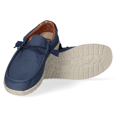 Wally Washed Canvas Heren Instapper Navy