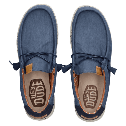 Wally Washed Canvas Heren Instapper Navy