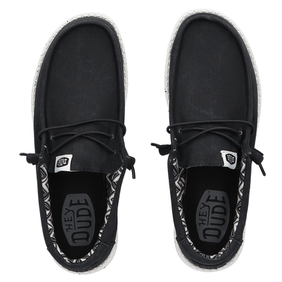 Wally Canvas Heren Instappers Black/White