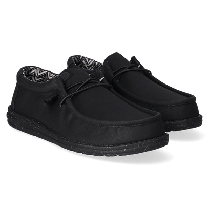 Wally Canvas Heren Instappers Black/Black