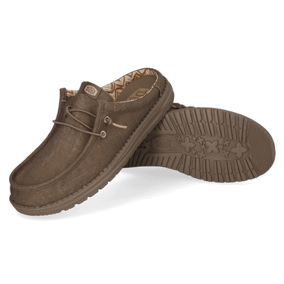 Wally Slip Canvas Heren Instappers Walnut
