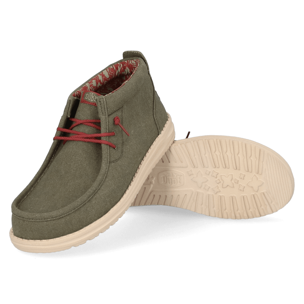 Wally Mid Waxed Canvas Heren Instappers Olive