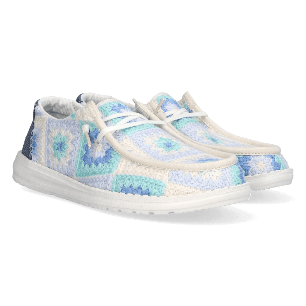 Wendy Cottage Crochet Dames Instappers Bay Blue/Multi