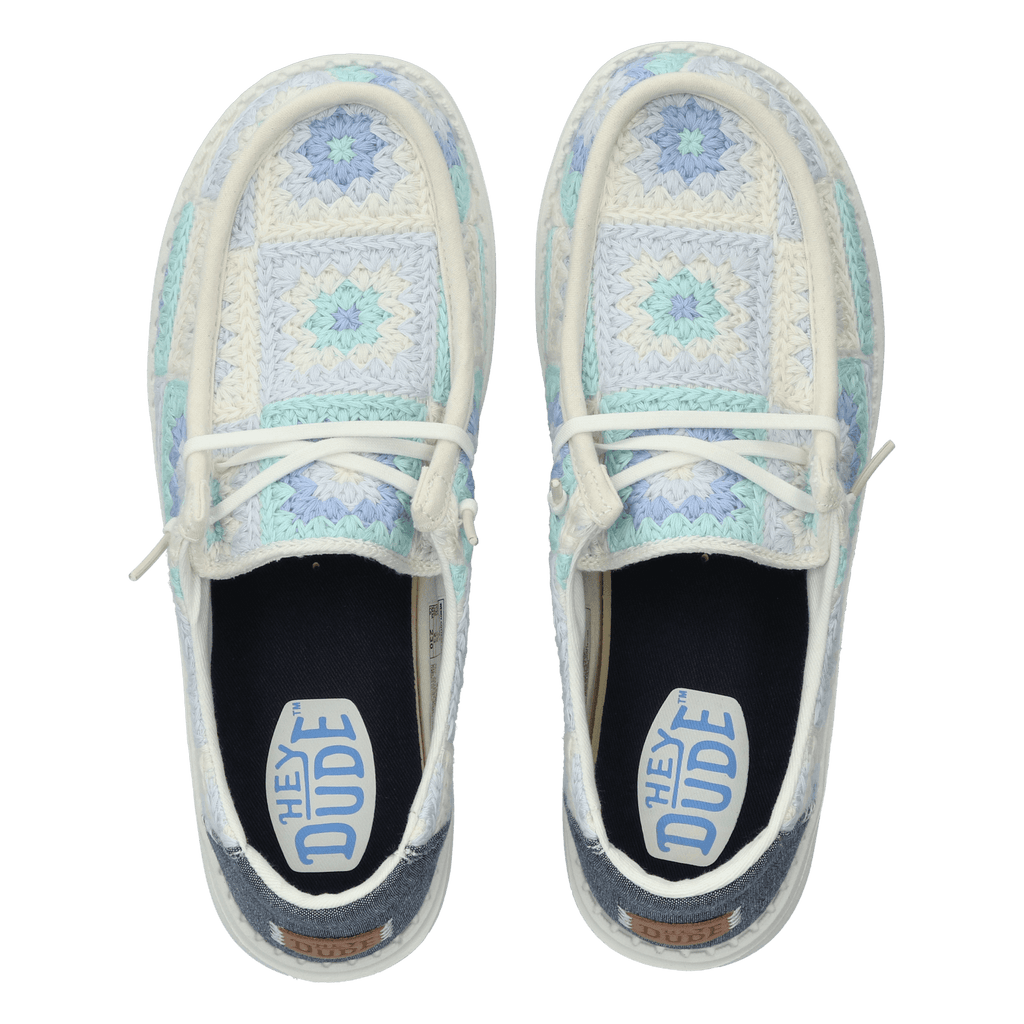 Wendy Cottage Crochet Dames Instappers Bay Blue/Multi