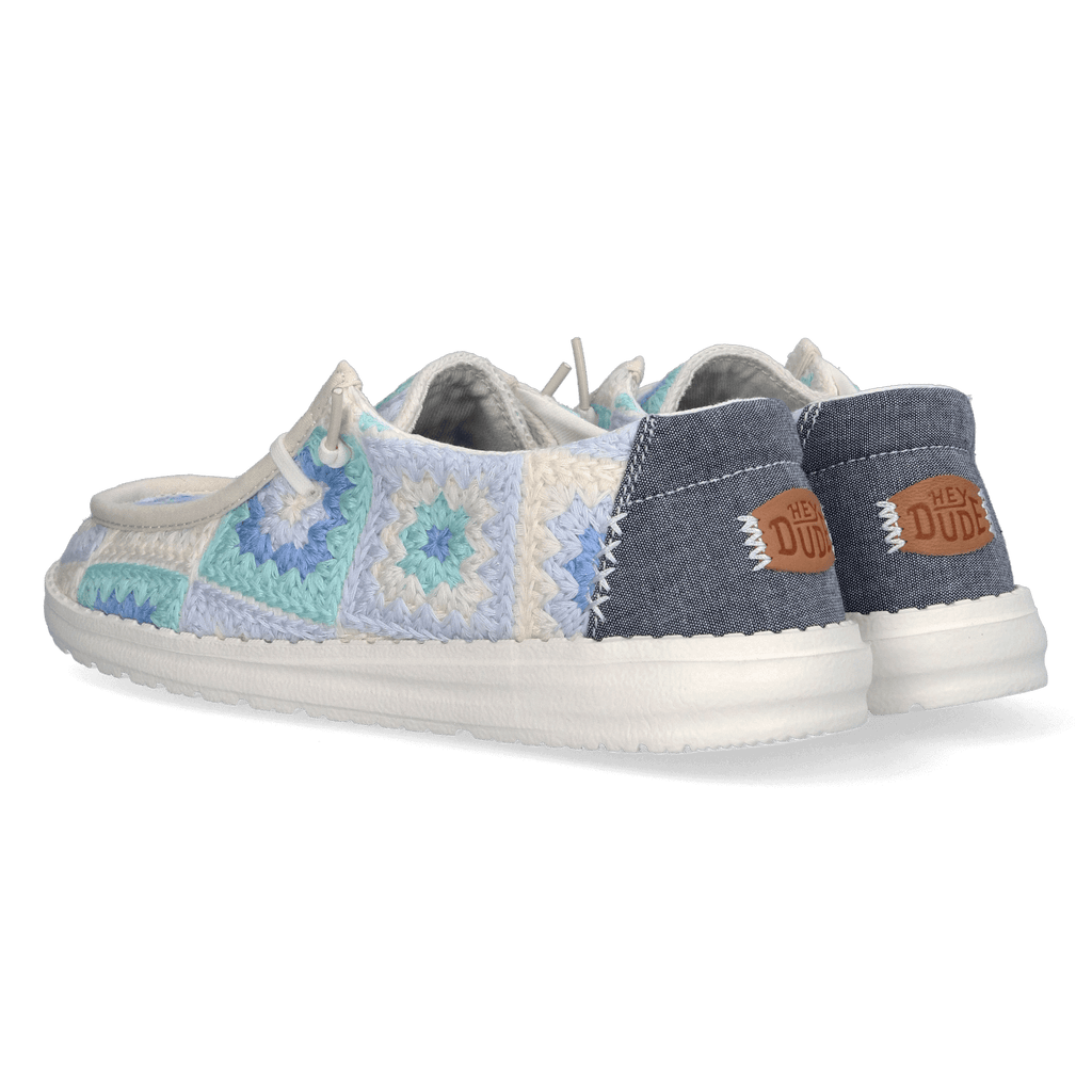 Wendy Cottage Crochet Dames Instappers Bay Blue/Multi