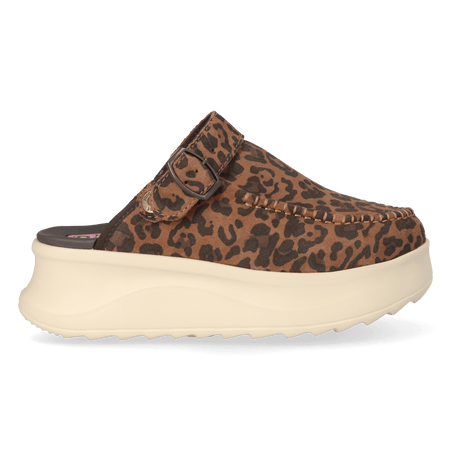 Delray Clog Suede Dames Instappers Brown Leopard