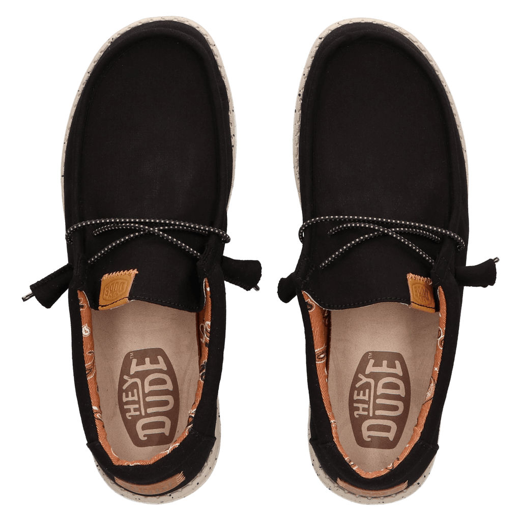 Wally Washed Canvas Heren Instapper Black