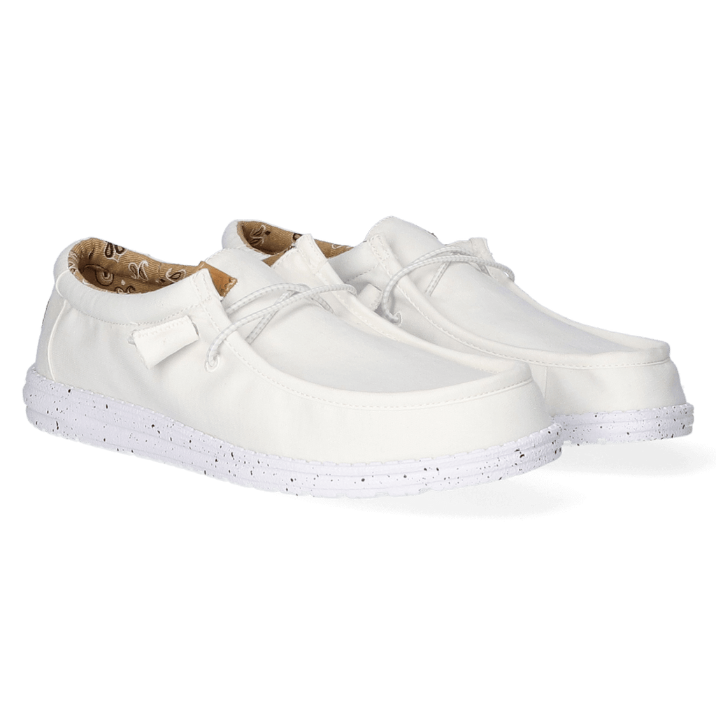 Wally Washed Canvas Heren Instapper White