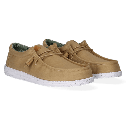 Wally Washed Canvas Heren Instapper Walnut
