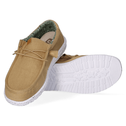 Wally Washed Canvas Heren Instapper Walnut