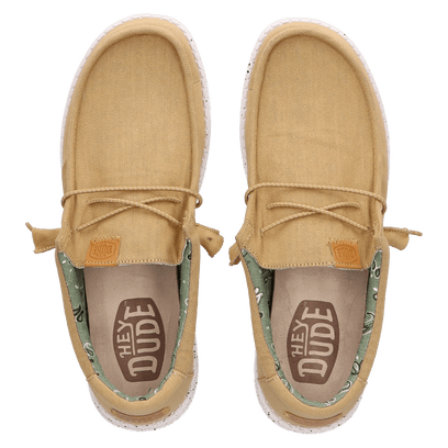 Wally Washed Canvas Heren Instapper Walnut