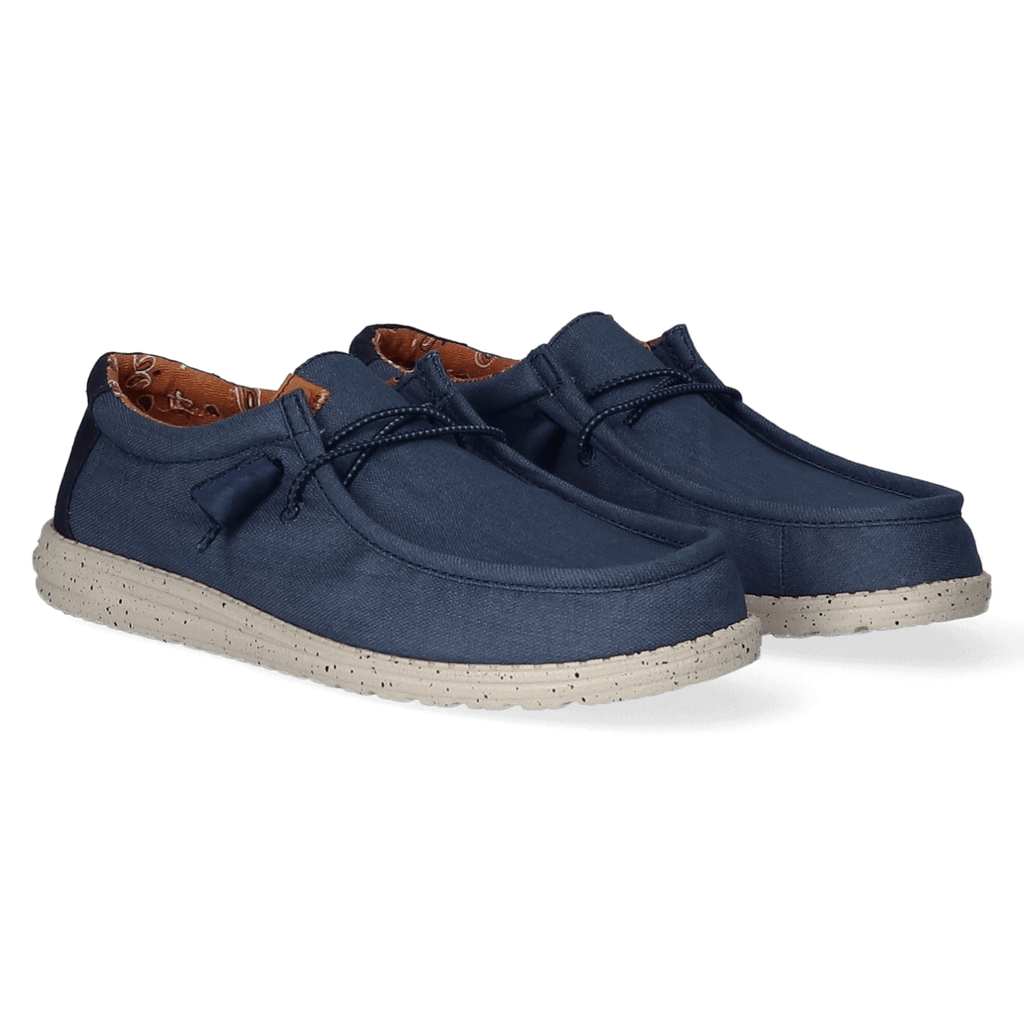 Wally Washed Canvas Heren Instapper Navy